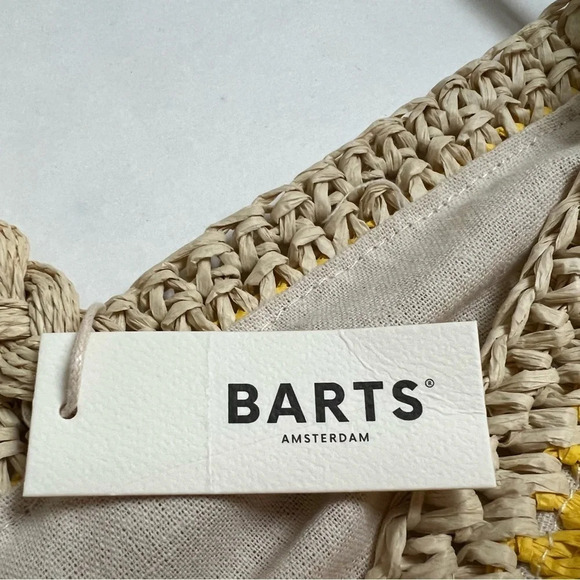 NWT Barts Amsterdam Roomy Straw Paper Yarn Yellow Tote Shoulder  Handbag NEW - Picture 8 of 8